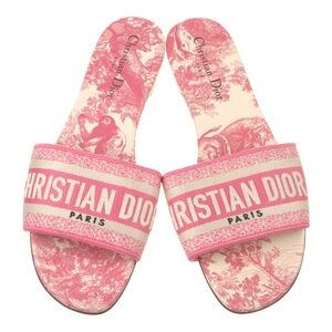 Dior Canvas Printed Slides-Pink